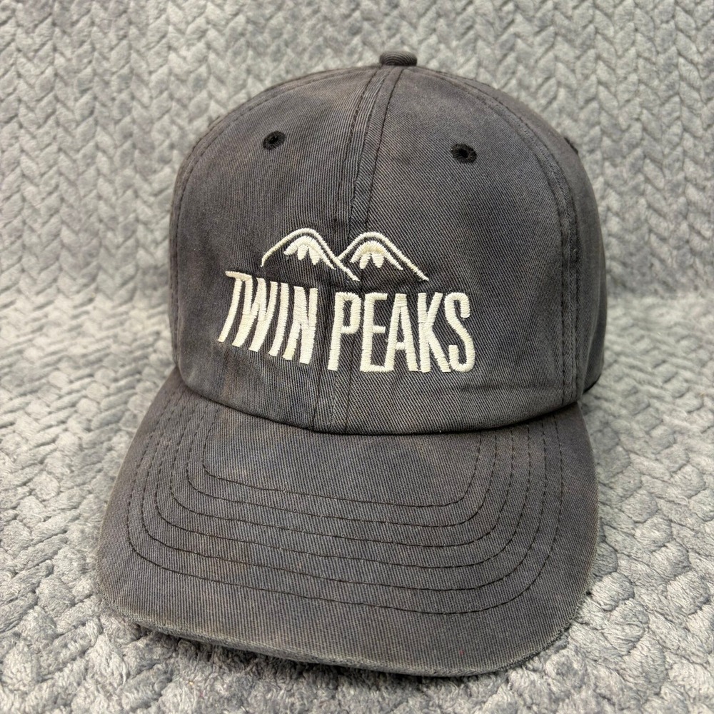 KC Caps Twin Peaks Hat Logo Baseball Cap Unisex OSFM Gray Embroidered Strapback